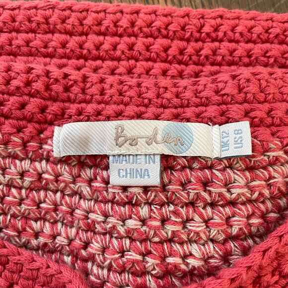 Boden Pink/Coral Knit Cardigan Jacket Women’s 8 Tweed Style Cotton Preppy Chic - Picture 4 of 11